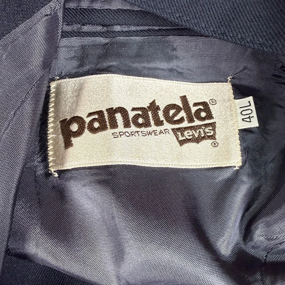 Vintage Panatela Levis Blazer Mens 40L Navy Blue Sport Coat Jacket 2 Button USA